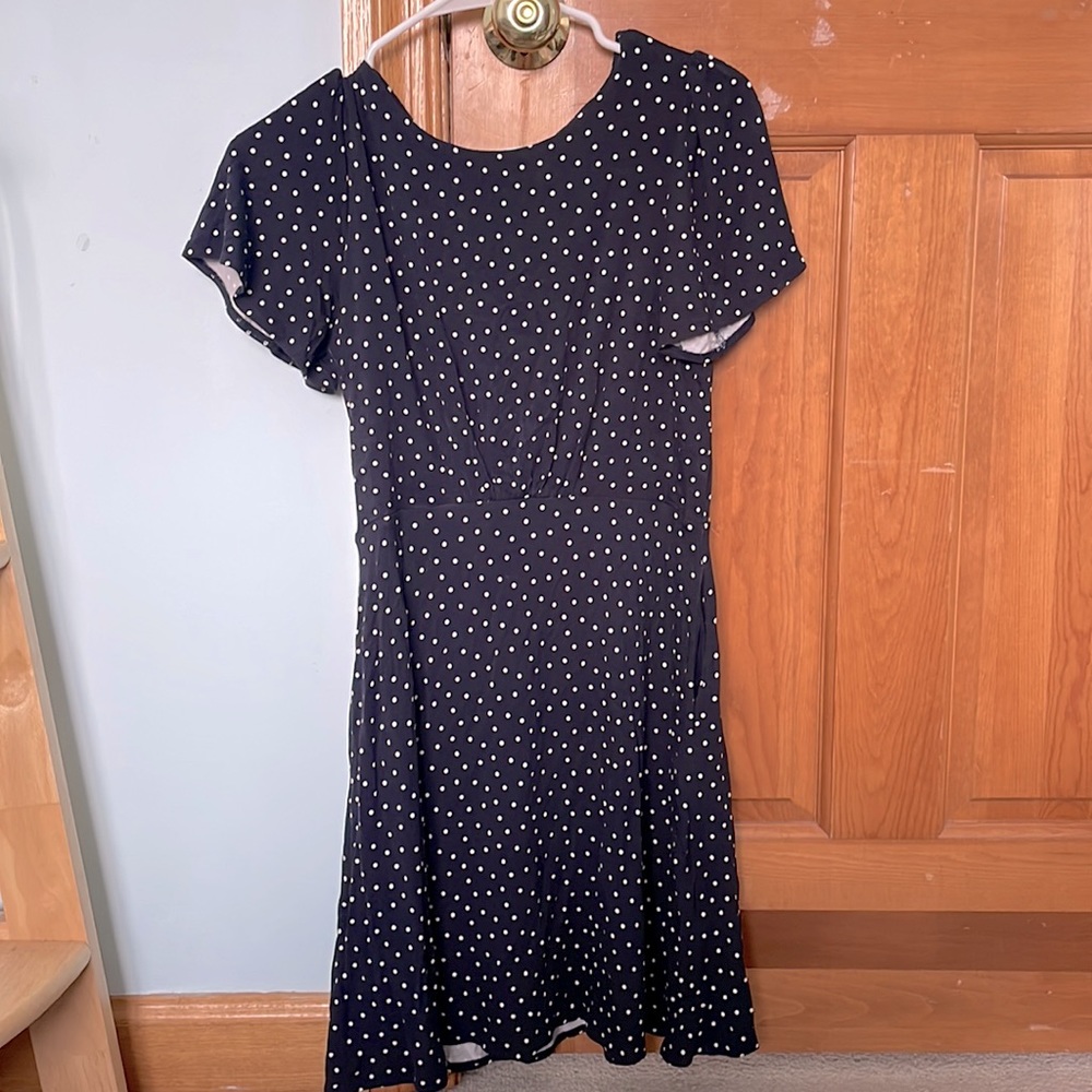 navy blue polka dot dress